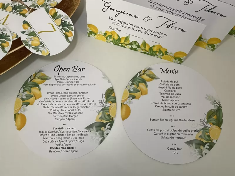 Meniu de farfurie (rotund) - Amalfi Lemon