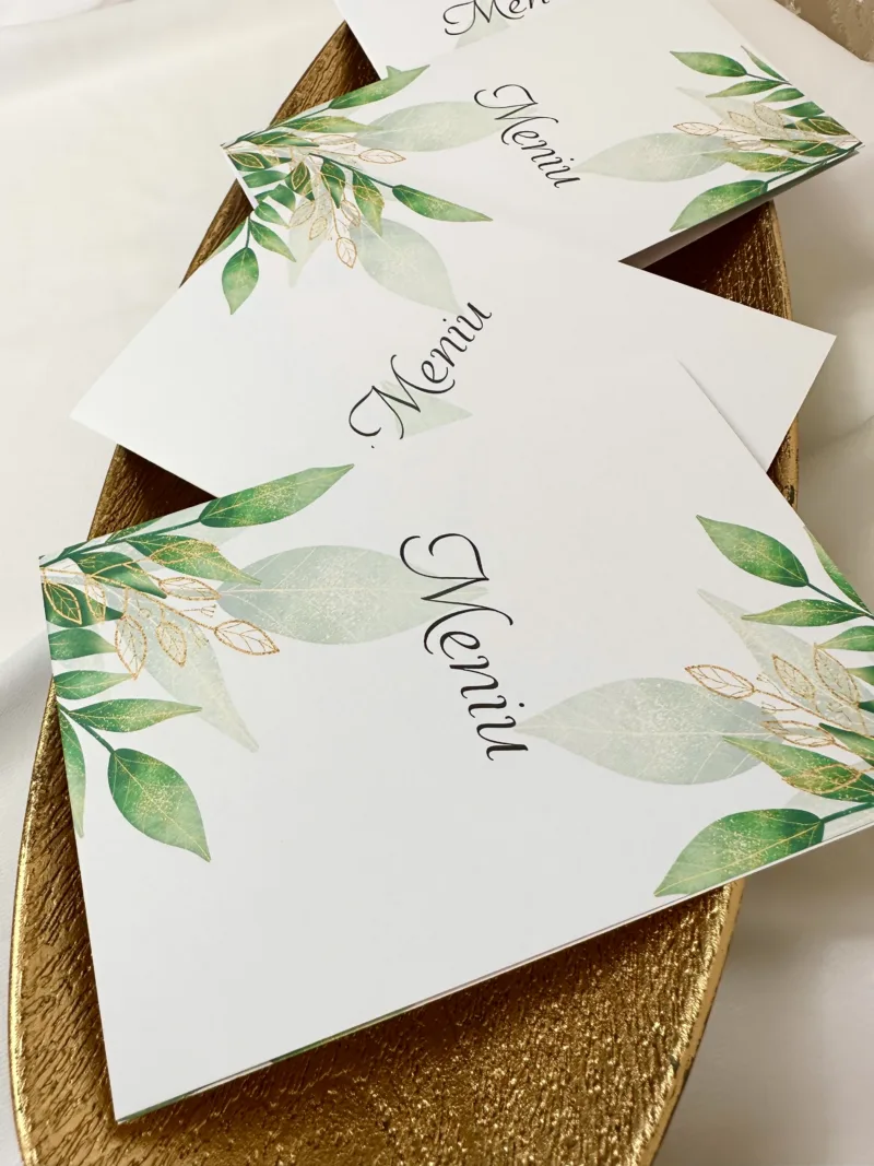 Meniu A5 - Tip carte - Green and Gold - imagine 2